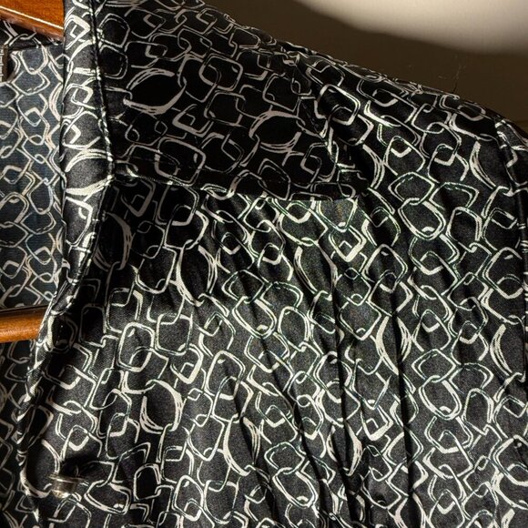 Laura Max Petite Medium Black & White Links Blouse 3/4 Sleeve- AMAZING BUTTONS - Picture 5 of 6